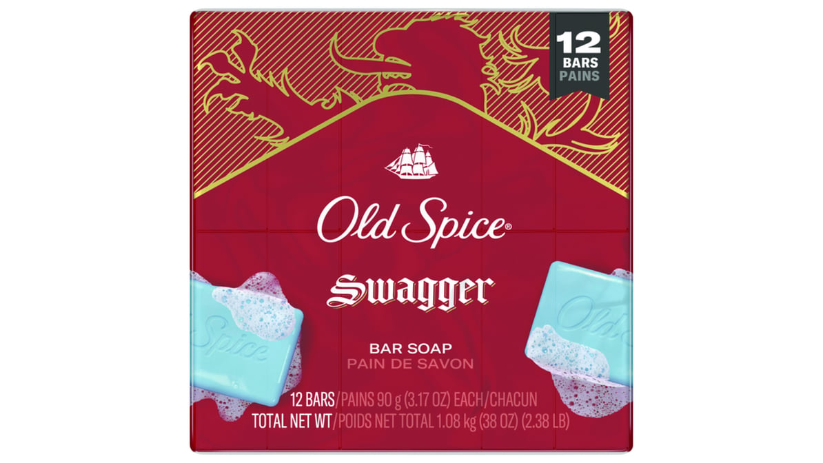 Old Spice Bar Soap for Men, Swagger, 3.17 oz, 12 Bars 