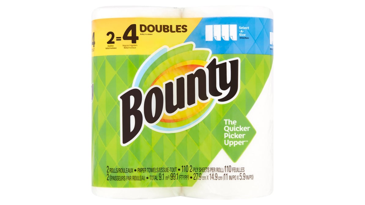 Bounty Select a Size Paper Towels 2 Ply 110 Sheets Per Double Roll White (2  ct) Delivery - DoorDash