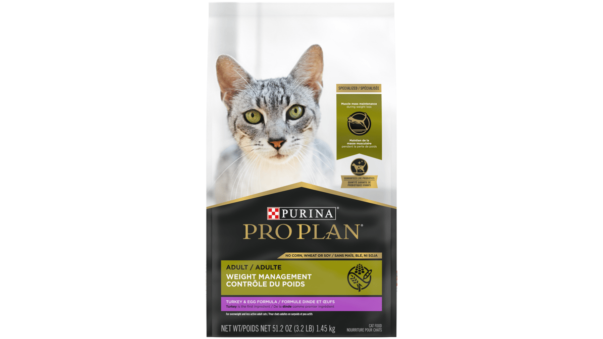 Pro Plan Grain Free Weight Management Dry Cat Food Adult Turkey ...