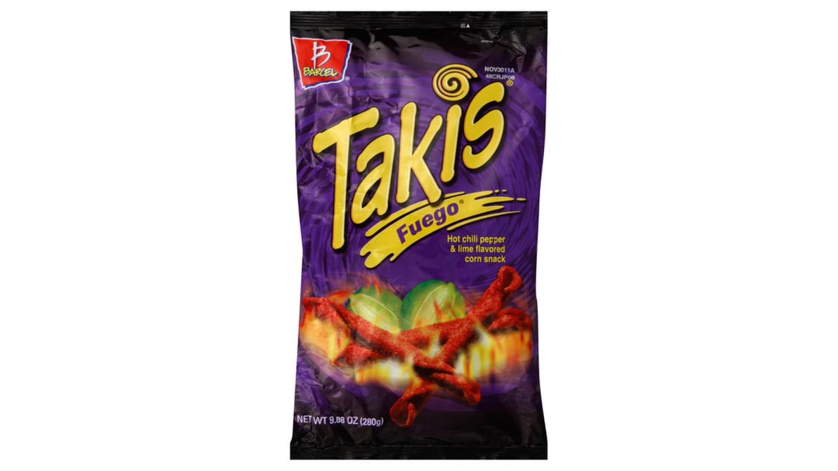 Takis fuego rolled tortilla chips, hot chili pepper and lime artificially  flavored, 9.9oz bag, Five Below