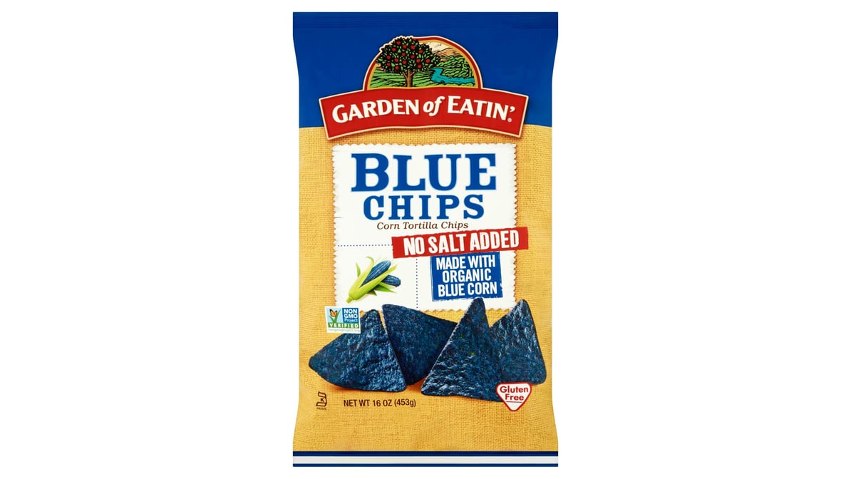 Blue Corn Tortilla Chips No Added Salt - Garden of Eatin