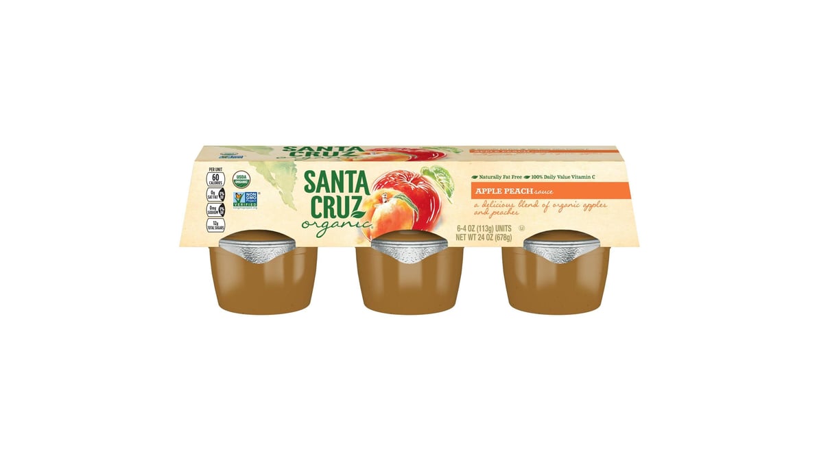 Santa Cruz Organic Organic Fruit Sauce Apple Peach Cups 4 oz x 6