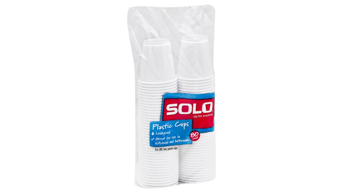 Solo Plastic Cups, 3 oz - 80 cups