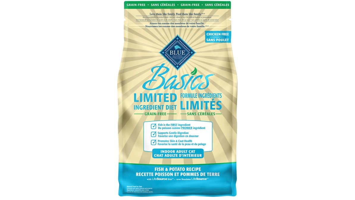 Blue Basics Grain-Free Limited Ingredient Fish & Potato Indoor Adult Dry  Cat Food (5 lbs) | Delivery Near Me - Doordash