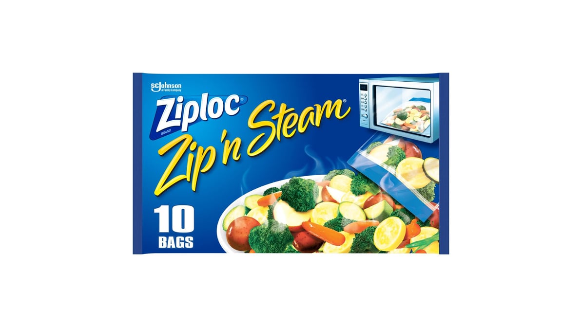 Ziploc Brand Zip 'n Steam Cooking Bags, 10 Count