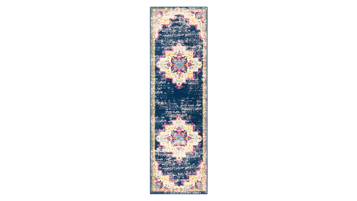 Floransa Blue Medallion Runner, 2x7, Sold by at Home