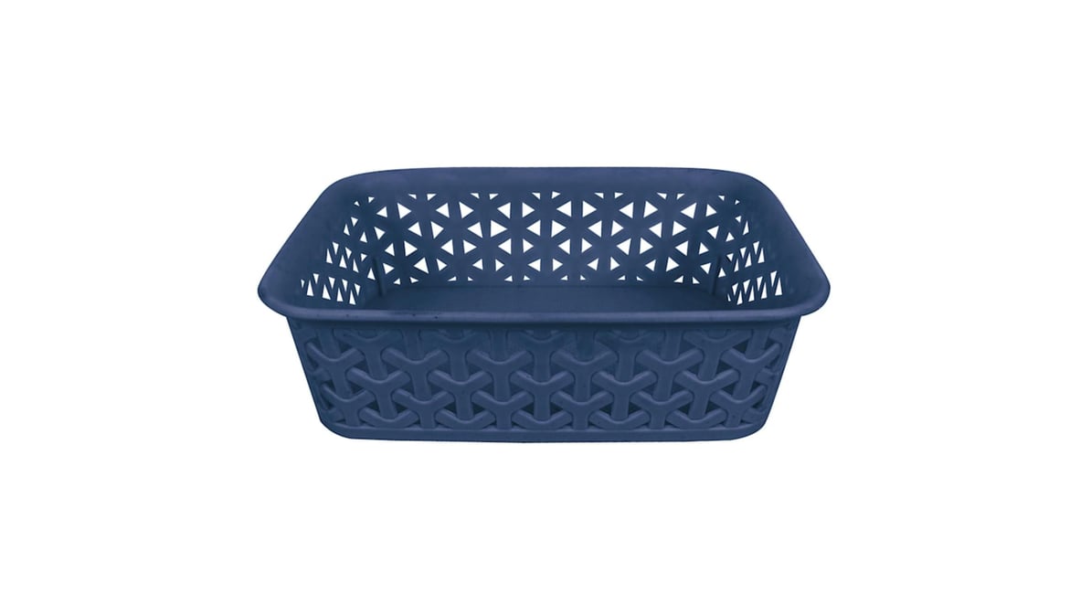 Navy Blue Peony Y-Weave Storage Basket, Medium, Sold by at Home
