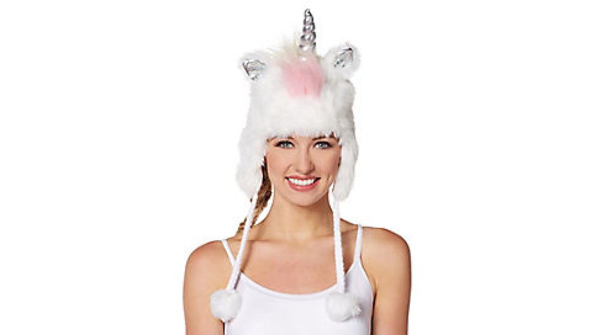 White Faux Fur Unicorn Pom Pom Hat (One Size)