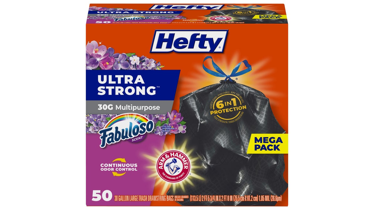 Hefty Tall Kitchen Bags, Ultra Strong, Drawstring, Fabuloso Scent, 13 Gallon