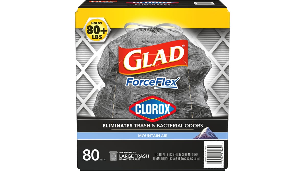 Glad ForceFlexPlus Clorox Mountain Air 13 Gallon Tall Kitchen Trash Bags  (34 ct) Delivery - DoorDash
