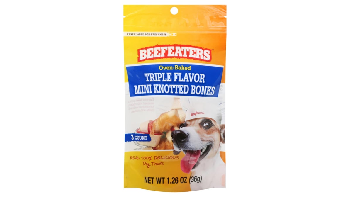 Beefeaters Oven Baked Triple Flavor Mini Knotted Bones Dog Treats (3 ct) |  Delivery Near Me - Doordash