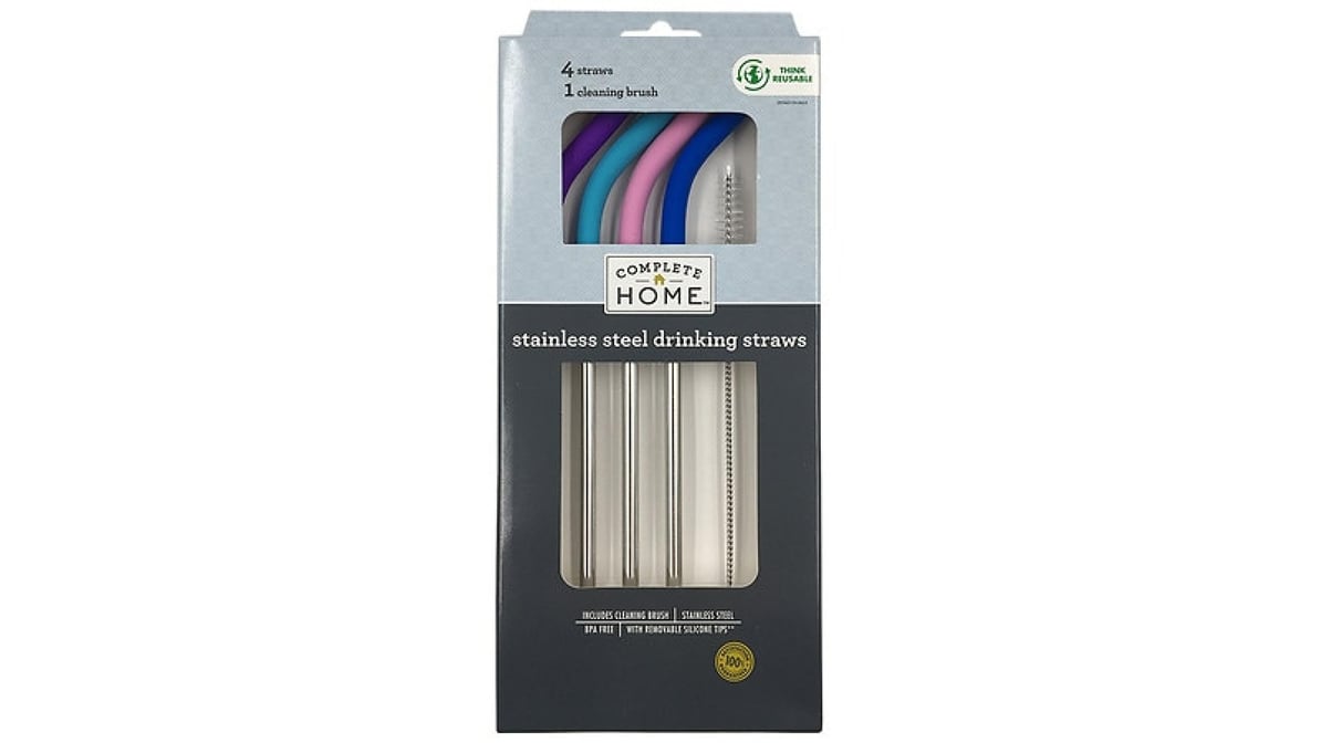 Complete Home Stainless Steel Reusable Straws (4 ct) Delivery