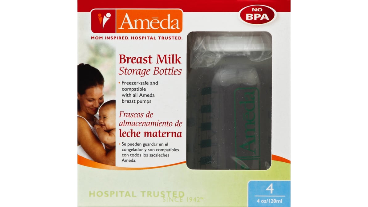 Ameda Breast Milk 4 oz Storage Bottles (4 ct) | Delivery Near Me - Doordash