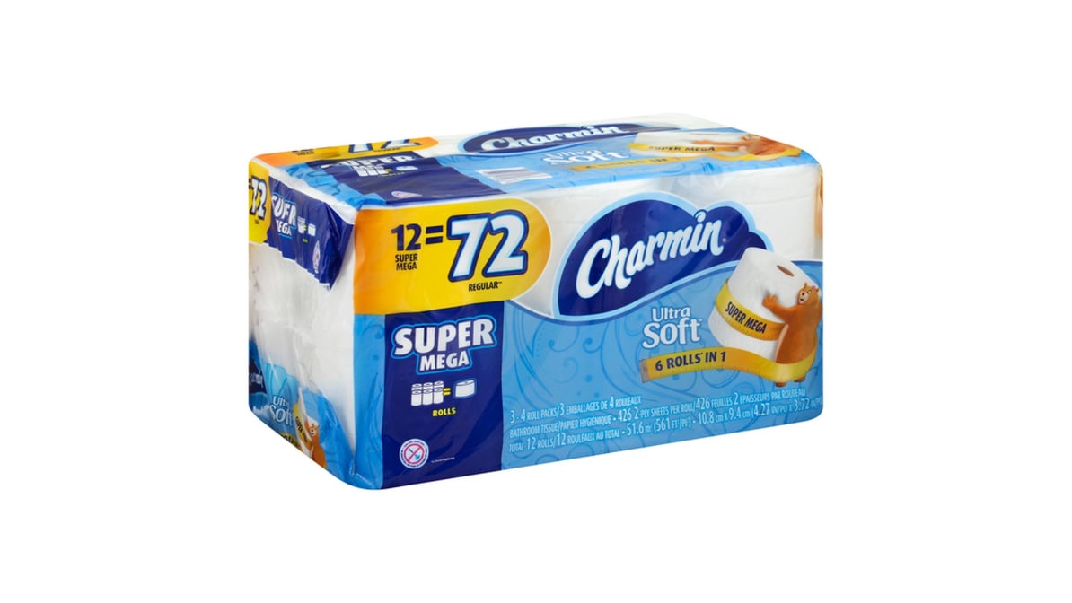 Charmin Ultra Soft Super Mega Rolls Toilet Paper 2 Ply (12 ct) | Delivery  Near Me - Doordash