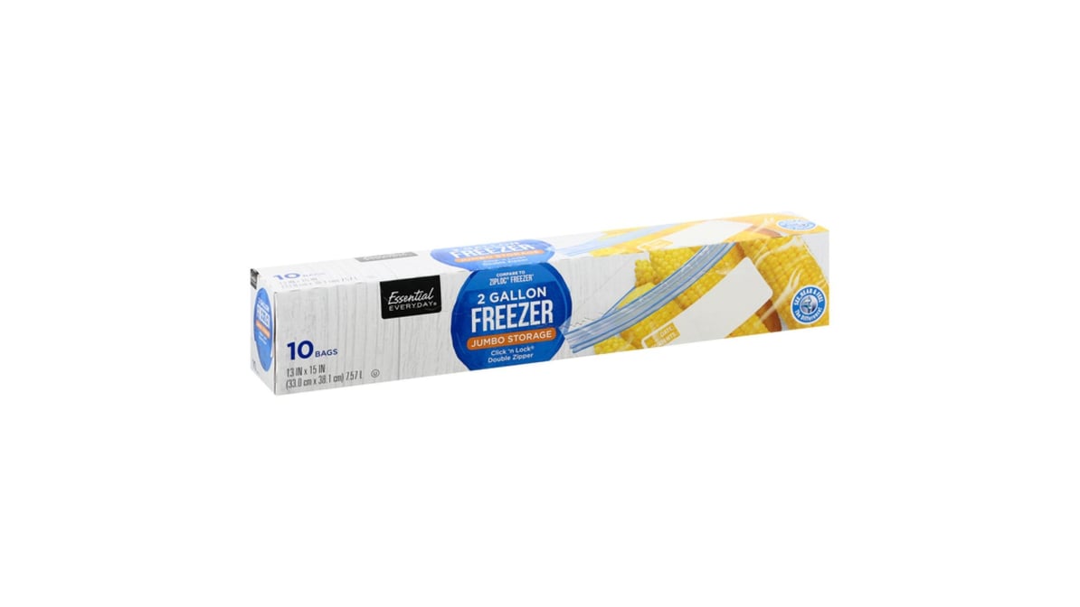 Ziploc Freezer Two Gallon Bags, 10 Ct