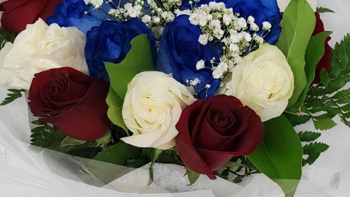Dozen Mixed Color Roses, Wrapped