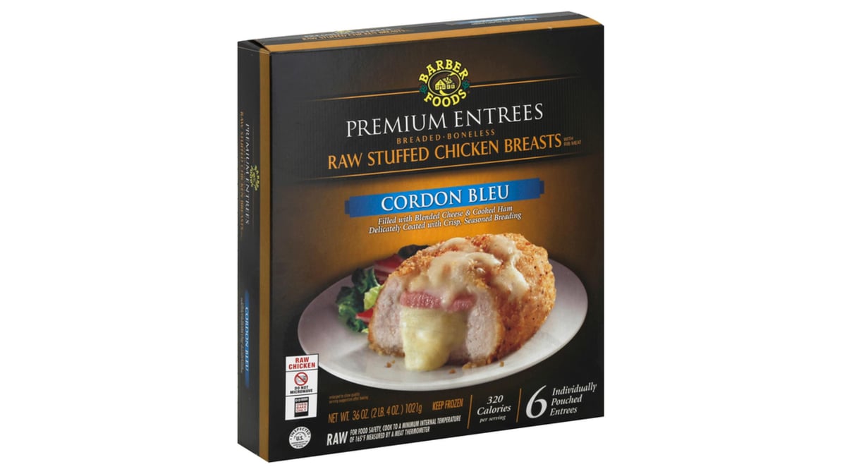 Barber Foods Breaded Boneless Raw Stuffed Chicken Breast Cordon Bleu 6 Ct Delivery Near Me