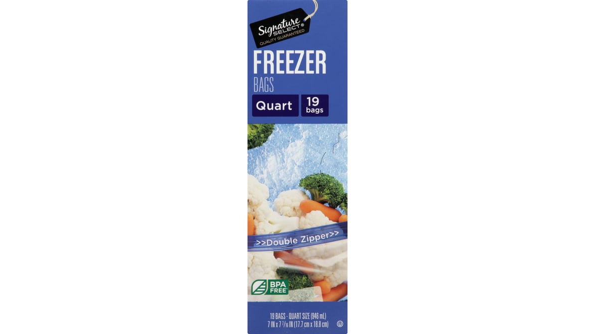 Signature SELECT Bags Freezer Click N Lock Double Zipper Quart