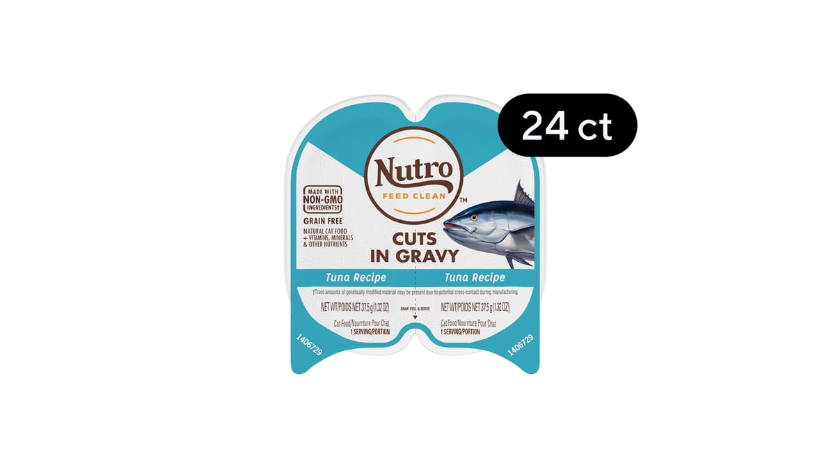 Nutro Grain Free Natural Cuts Tuna Recipe Wet Cat Food in Gravy (2.64 oz x  24 ct) | Delivery Near Me - Doordash