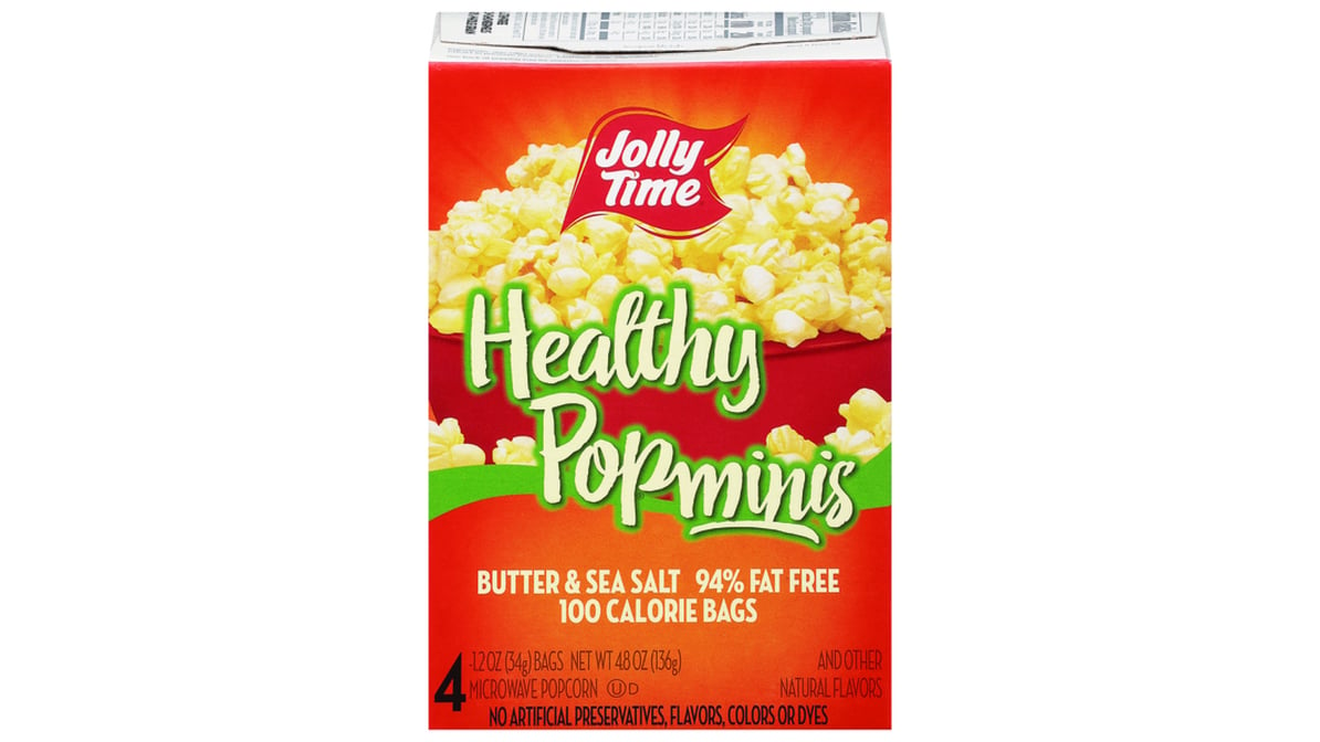 JOLLY TIME Natural Mini's Microwave Popcorn Bags, Single Serving
