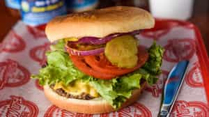 Order All-American Burger food online from Full Moon Bar-B-Que store, Birmingham on bringmethat.com