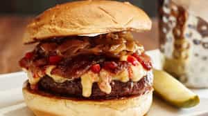 Order PIMIENTO CHEESE BACON BURGER food online from Village Tavern store, Charlotte on bringmethat.com