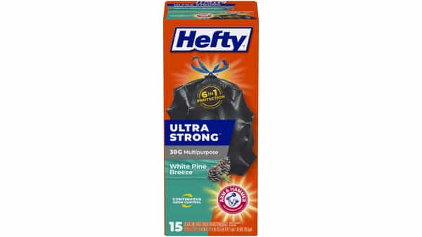 Hefty Ultra Strong Large Multipurpose Drawstring Trash Bags, White Pine  Breeze, 30 Gallon, 25 Count