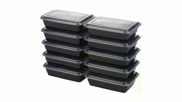 Goodcook Meal Prep 1 Compartment Rectangle Black Containers + Lids - 10ct :  Target