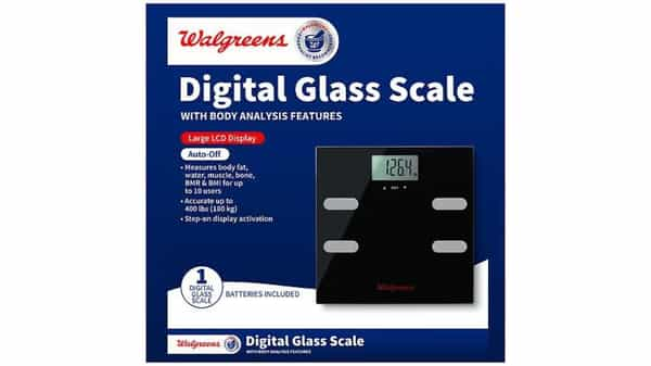 Walgreens Digital Glass Scale With Body Analysis Features, Black