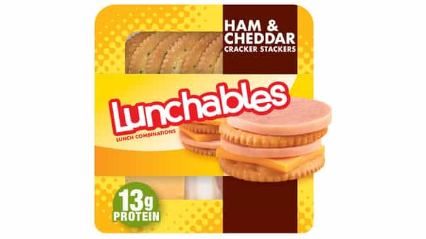 Lunchables Turkey and Cheddar Cracker Stackers 3.2 oz. Tray - 16/Case