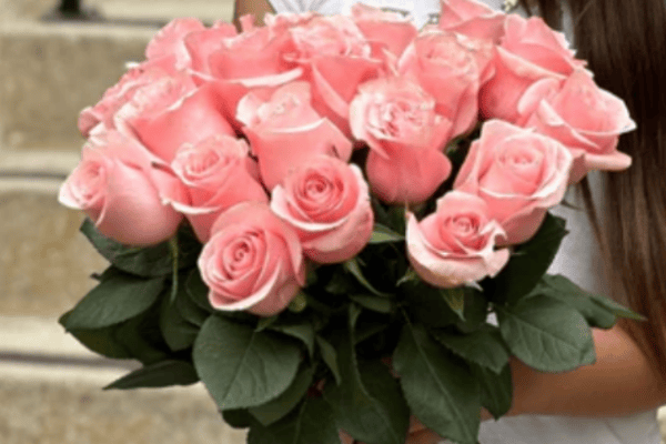 Velvet Sweetheart Box - Pink Spray Roses, Pink Ribbon, Light Grey