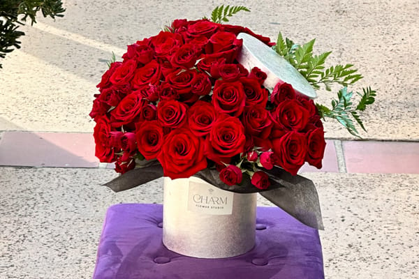 50 Premium Red Roses Wrapped with Rose Petals in Los Angeles, CA