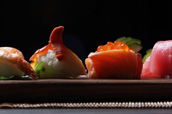 Assorted Japanese sushi roll set on white background. Sushi menu