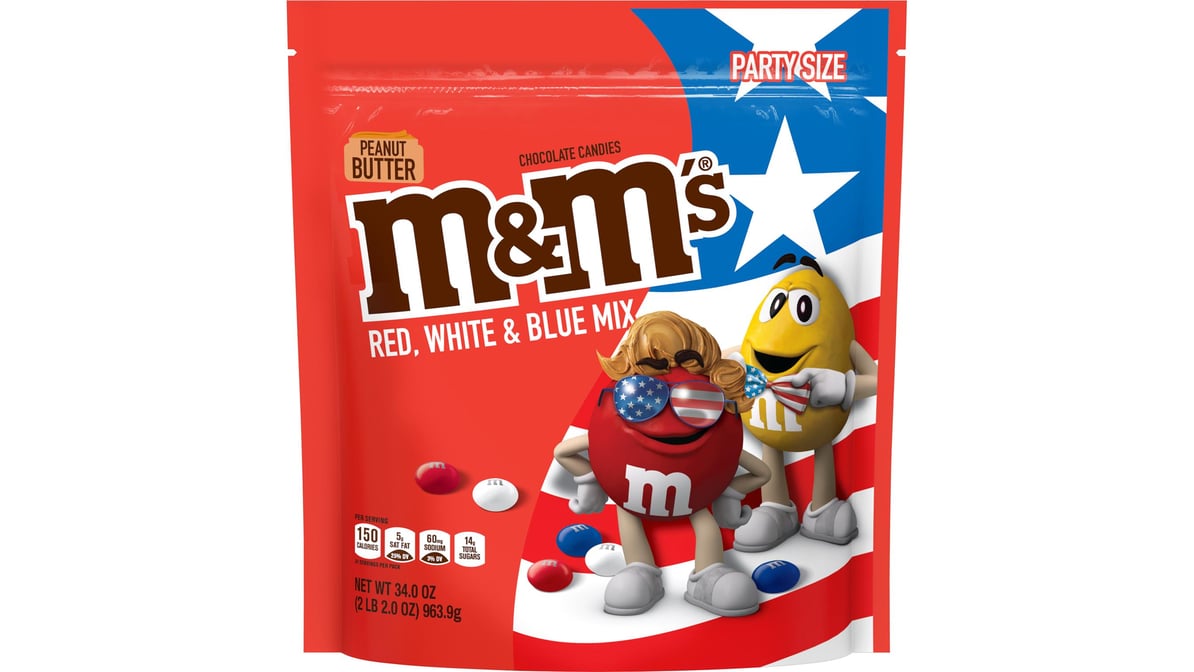 M&M's M&M'S Peanut Milk Chocolate Candy, Party Size, 38 oz Bag