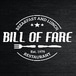 Bill of Fare