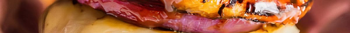 HAWAIIAN BURGER (Double Beef Patty, Ham, Pineapple, Mayo, Lettuce, Tomato and Ketchup)