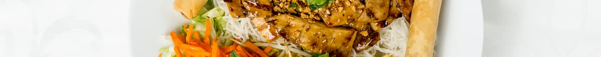 22BP. Grilled Peanut Sate Meat & Spring Rolls with Vermicelli