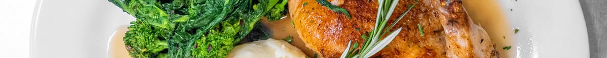 Chicken Under Brick With Broccoli Rabe, Mashed Potatoes