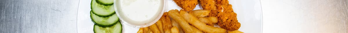 #79 (2) Pieces Chicken Tender, 8 Pieces Md. Shrimp, Rice or Ff, Can Soda