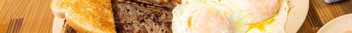 2 Eggs Any Style With T-Bone Steak