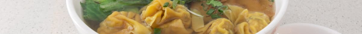 34. Rice or Egg Noodle Soup with Wontons