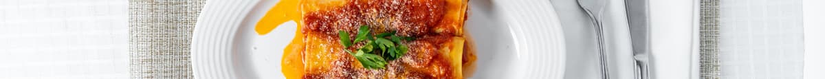 Cannelloni Stuffed with Ricotta Cheese and Spinach In Tomato Sauce