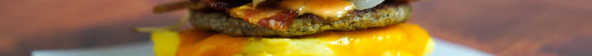 Sausage, Bacon, Egg, and Cheddar Breakfast Brioche Sammy