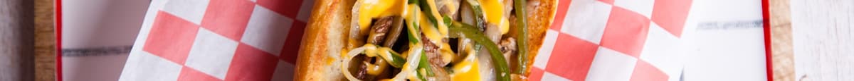 Classic Philly Cheesesteak with Mushrooms, Peppers, and Onions