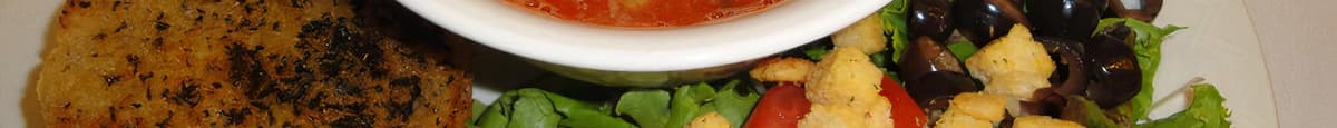 Large Soup, Side Salad & Garlic Bread Special