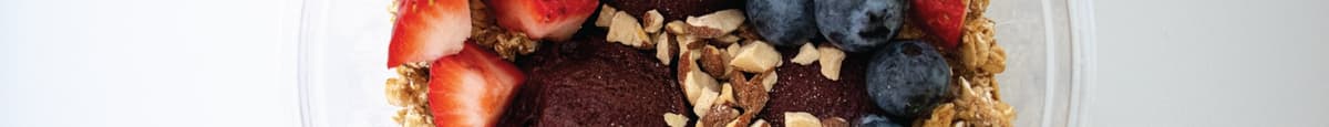 California Bowl - Organic Acai, Almonds Sliced, Almond Granola, Strawberries, Blueberries, & Honey