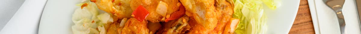 F1. Trois sortes de fruits de mer au poivre et sel / Deep Fried 3 Kinds of Seafood with Pepper an...