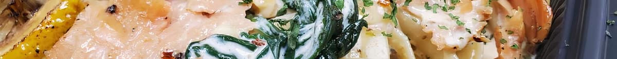 Signature Salmon Spinach Fettuccine Pasta Bowl
