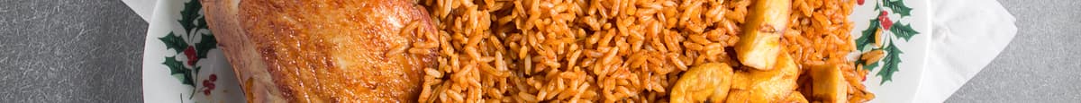 1. Jollof Rice with Plantain & Chicken