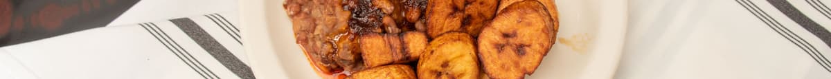 Ewa agoin with fried plantains 